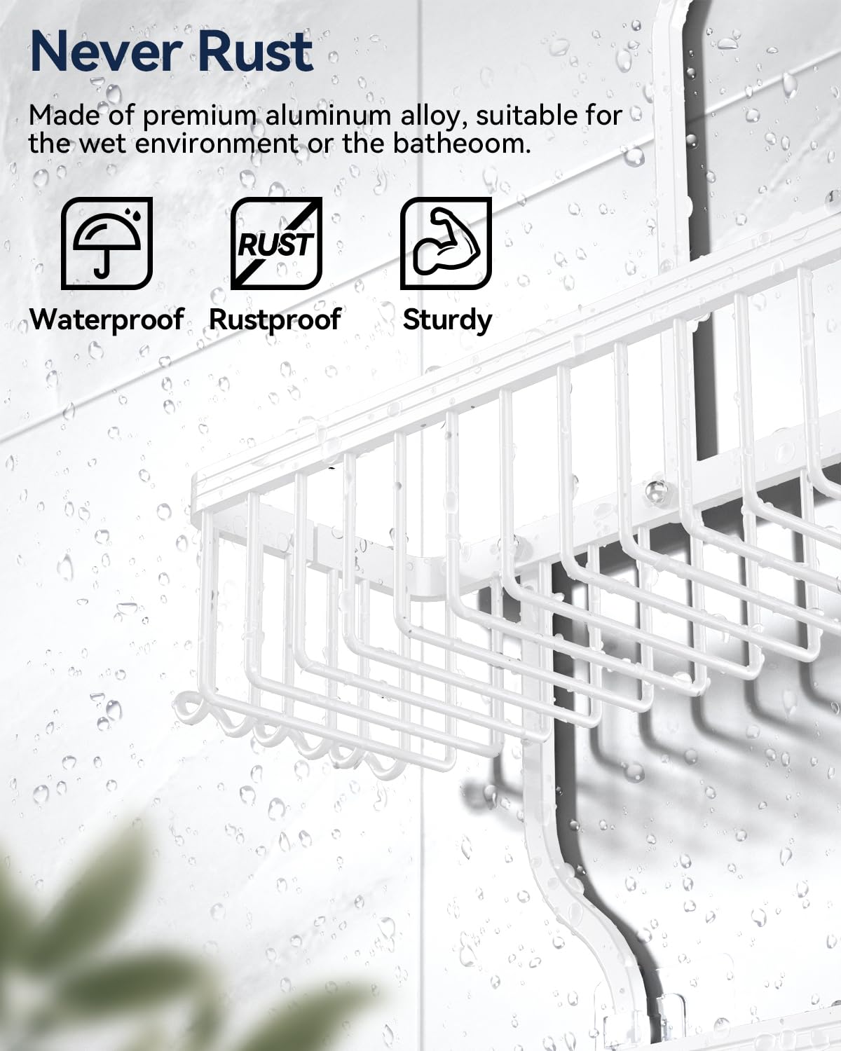 YASONIC caddy with ten hooks holds razors, loofahs, and toothbrushes for easy reach.