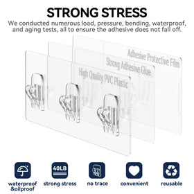 YASONIC hooks for shower caddy keep towels and razors organized.