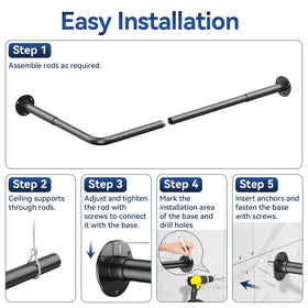 Yasonic L-shaped shower rod adjustable sizes for versatile bathroom layouts.