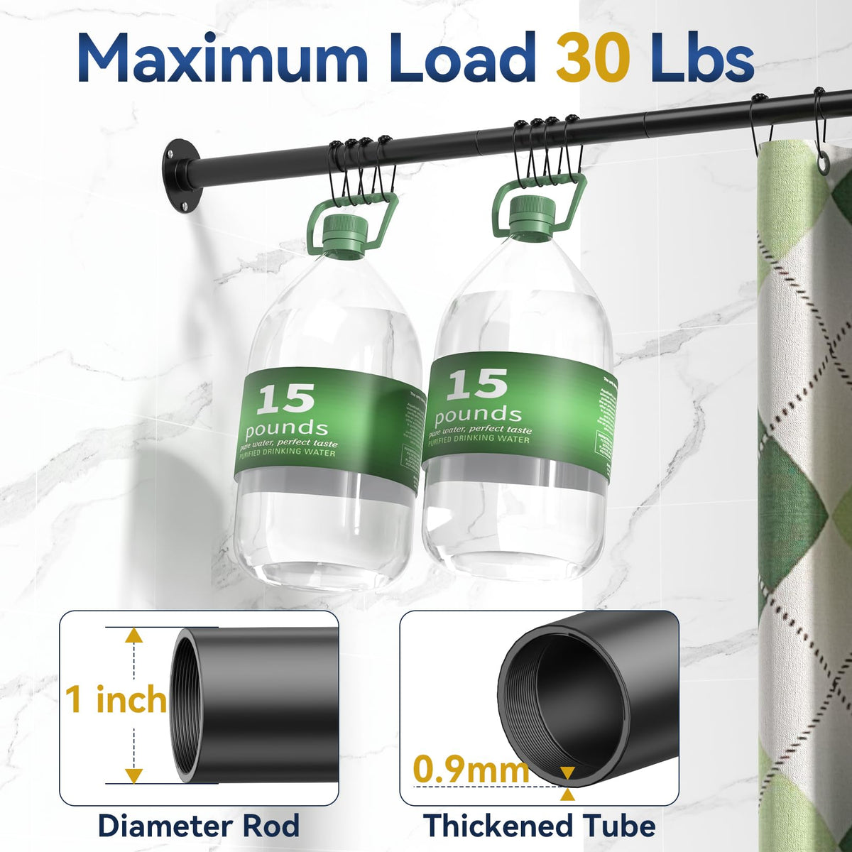 Yasonic L-shaped shower rod stretchable design enables customizable fits.