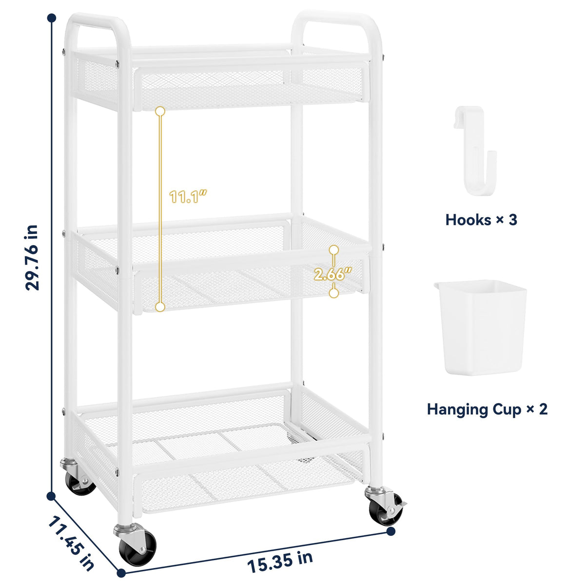 YASONIC multiuse cart ideal as bedside, kitchen, or craft station.
