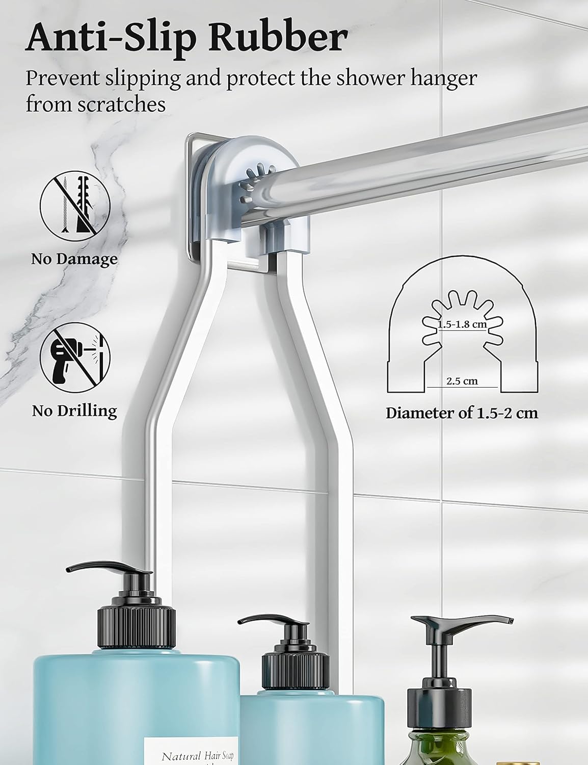 YASONIC 10-hooks offer space for razors, loofahs, and toothbrushes.