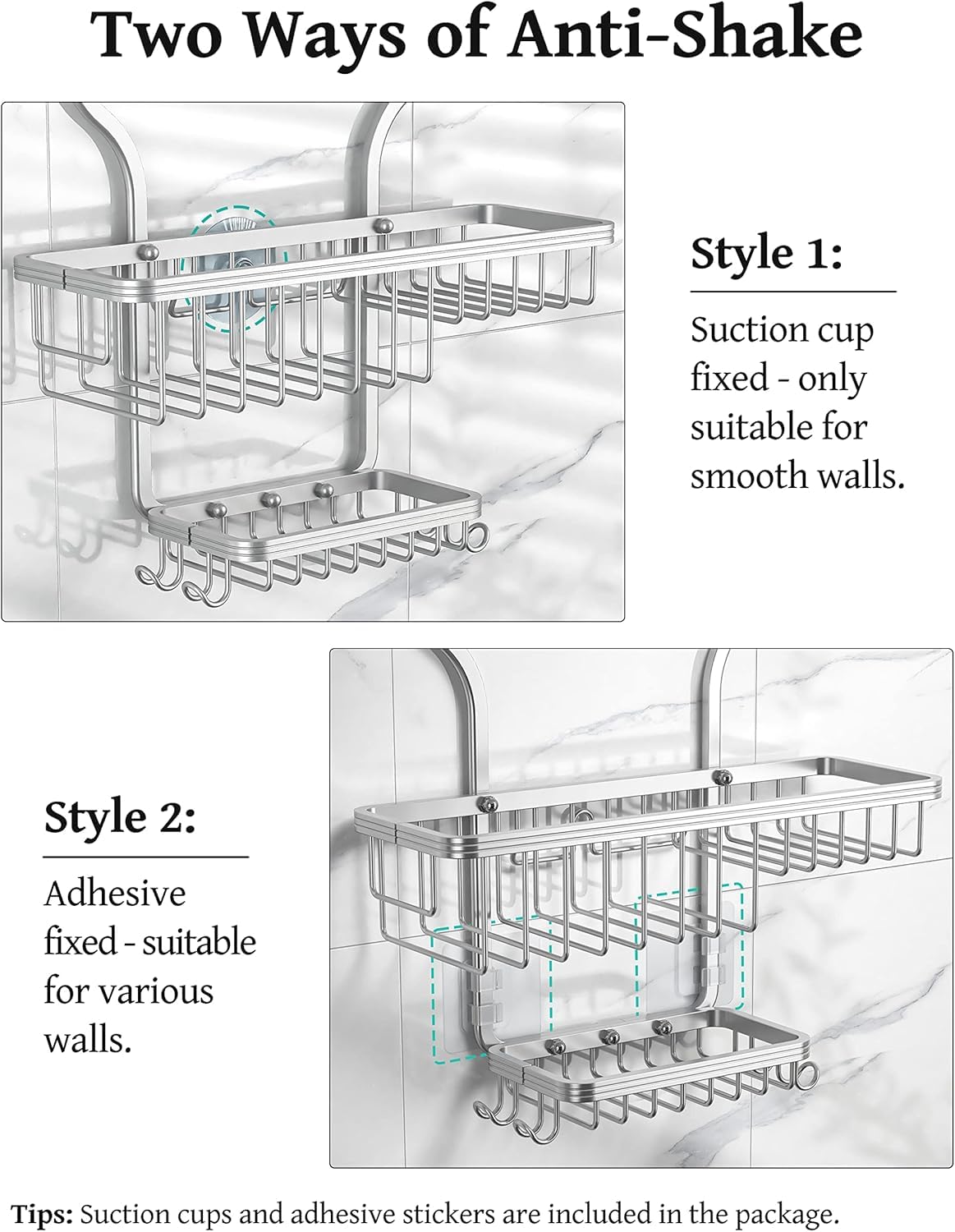 YASONIC anti-slip design with suction cup and adhesive keeps the unit stable.