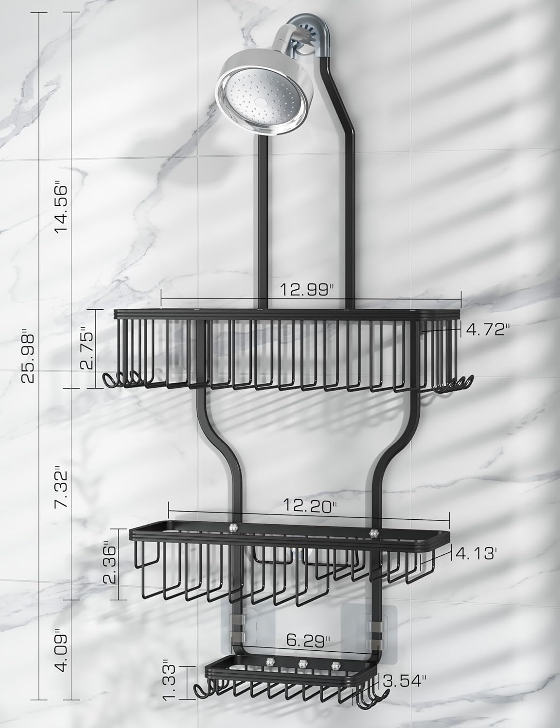 YASONIC compact design over shower head image demonstrates space-saving efficiency.