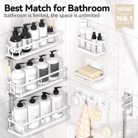 YASONIC adhesive installation shows no-drill wall mounting for bathroom