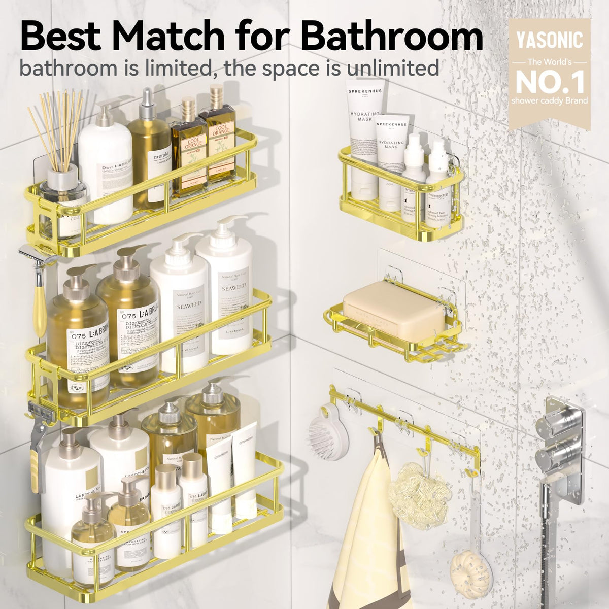 YASONIC large caddies hold shampoo bottles and bath essentials