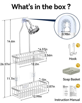 YASONIC caddy hooks for versatile hanging of razors and bath accessories.
