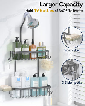 YASONIC aluminum shower rack with soap dish resists rust while draining