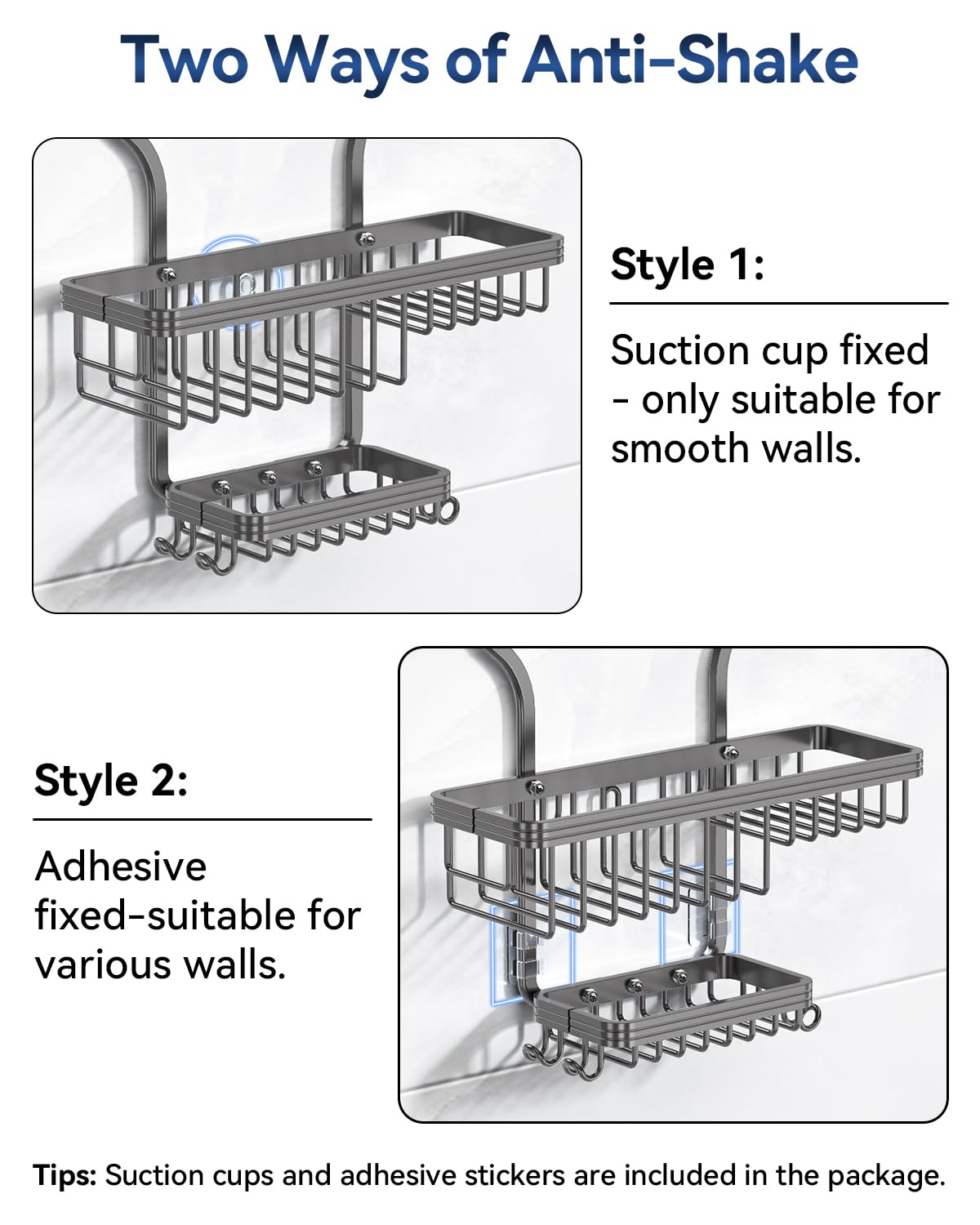 Anti-slip design with suction-cap top keeps the unit stable