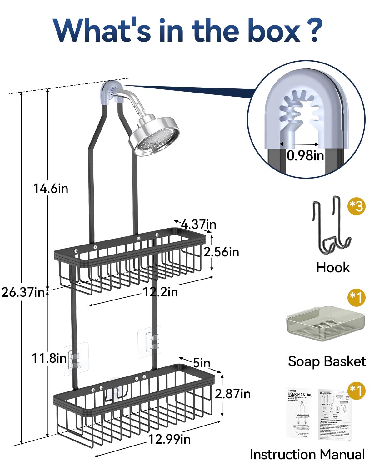 YASONIC two-tier baskets holding bottles and essentials for quick access.
