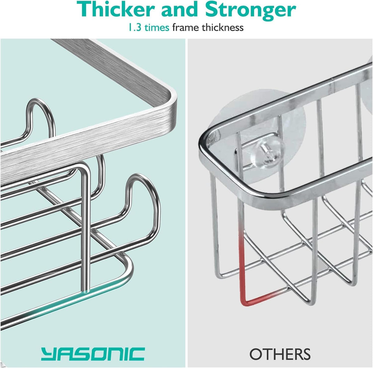 YASONIC wall-mounted rack keeps towels and bottles neatly in reach.