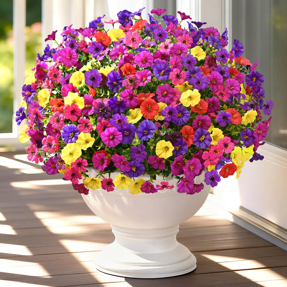 Yastouay 22 bundles outdoor artificial flowers brighten front porches.