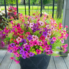Yastouay 24-pack outdoor artificial flowers in a vibrant mix for patio decor