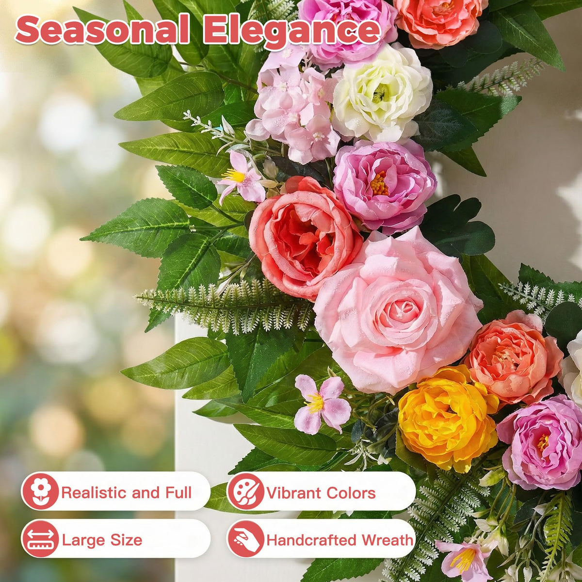Yastouay all-season wreath ideal for doors, walls, or windows