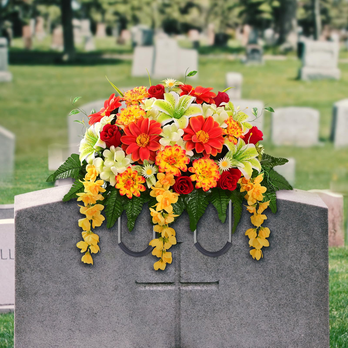 Yastouay artificial flowers provide long-lasting tribute without daily upkeep.