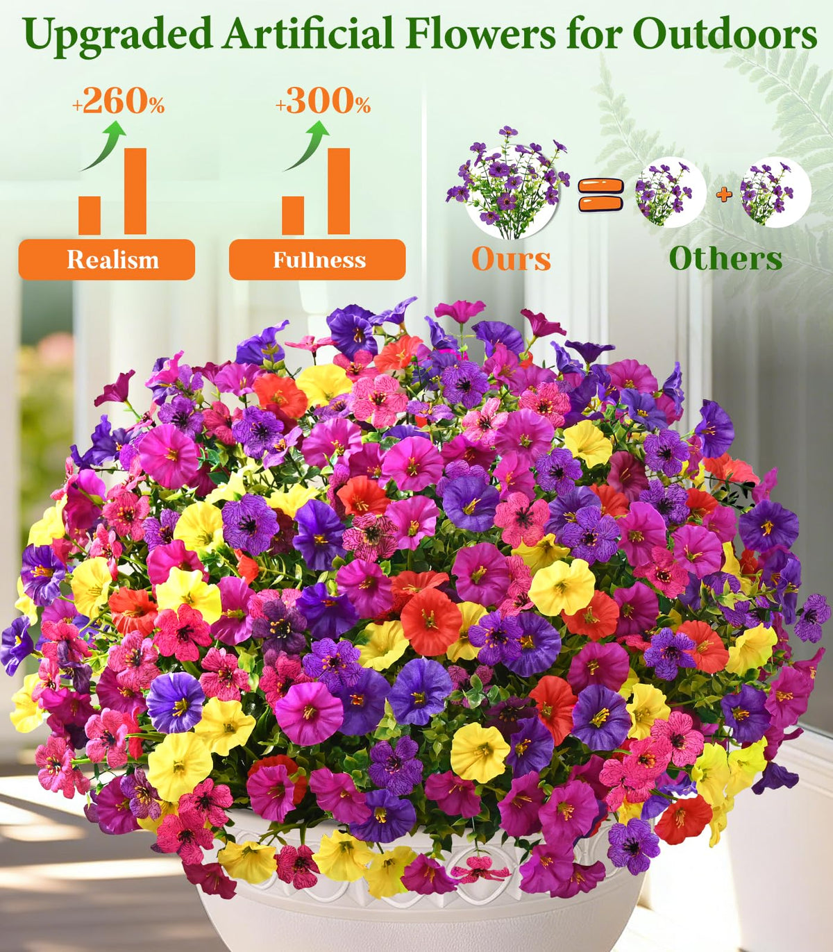 Yastouay realistic fake outdoor flowers enhance planters with life-like petals.