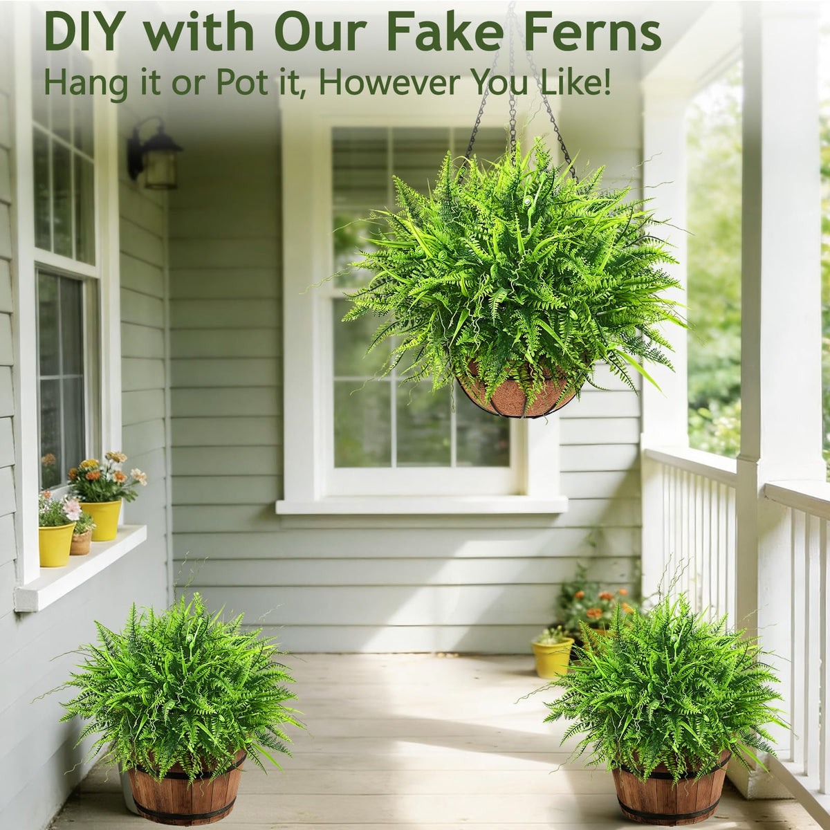 Yastouay all-in-one hanging setup keeps greenery ready to display.
