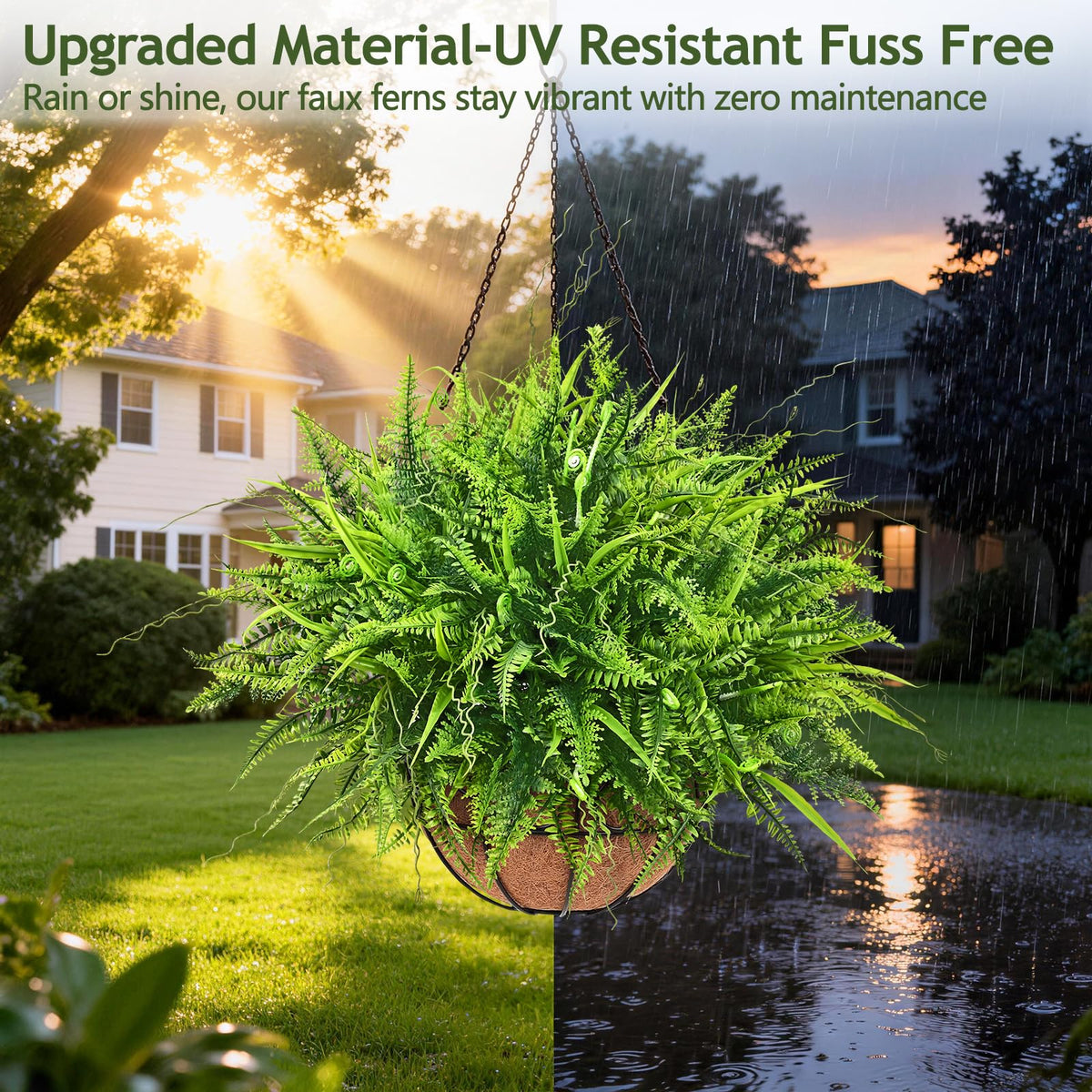 Yastouay ferns in balcony planters create seamless outdoor-to-indoor transition.