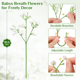 Yastouay Baby's Breath iron-wire stems bendable for easy styling.