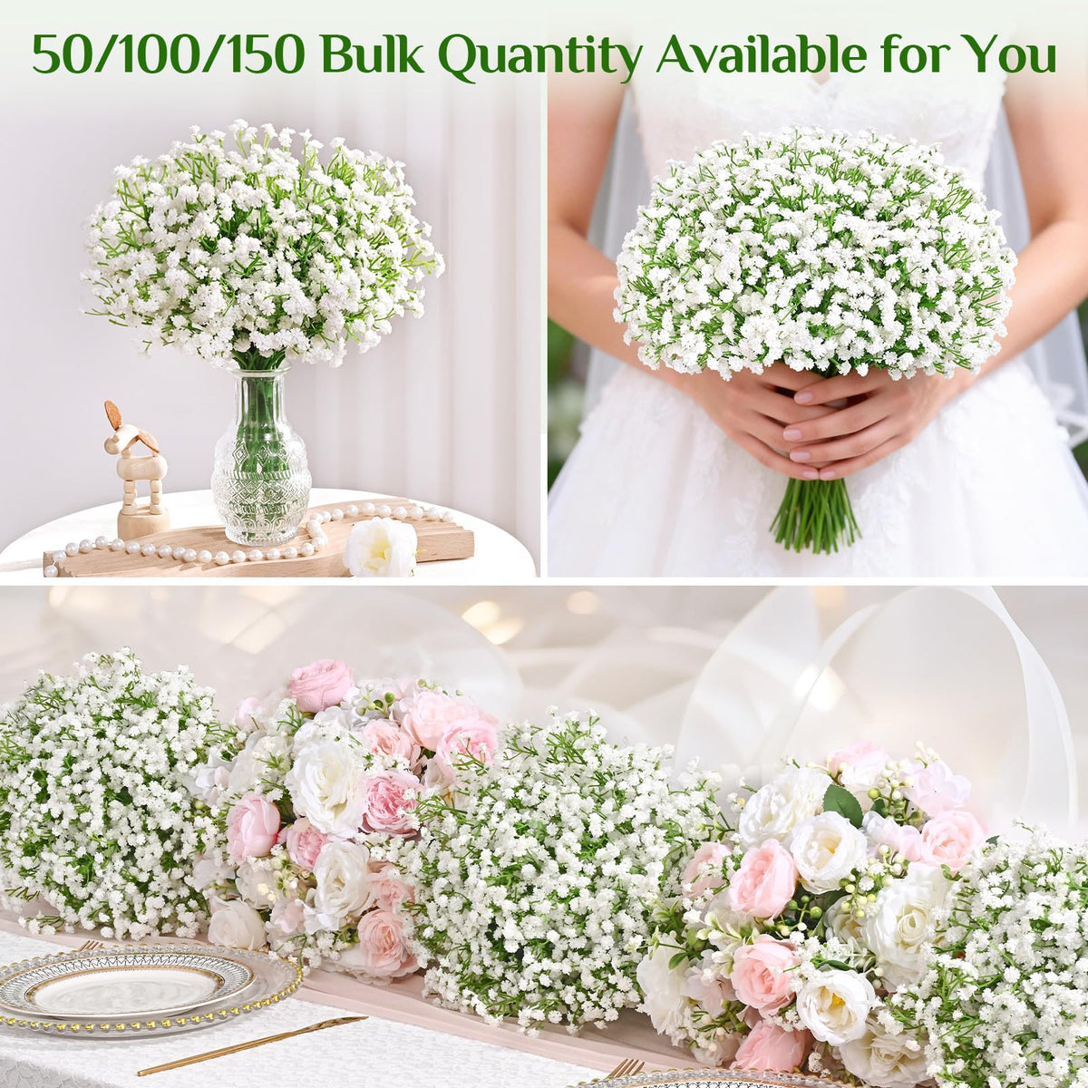 Yastouay Baby's Breath wedding centerpiece for airy table decor.