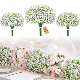 Yastouay Baby's Breath white bouquet with a realistic look for elegant wedding decor.