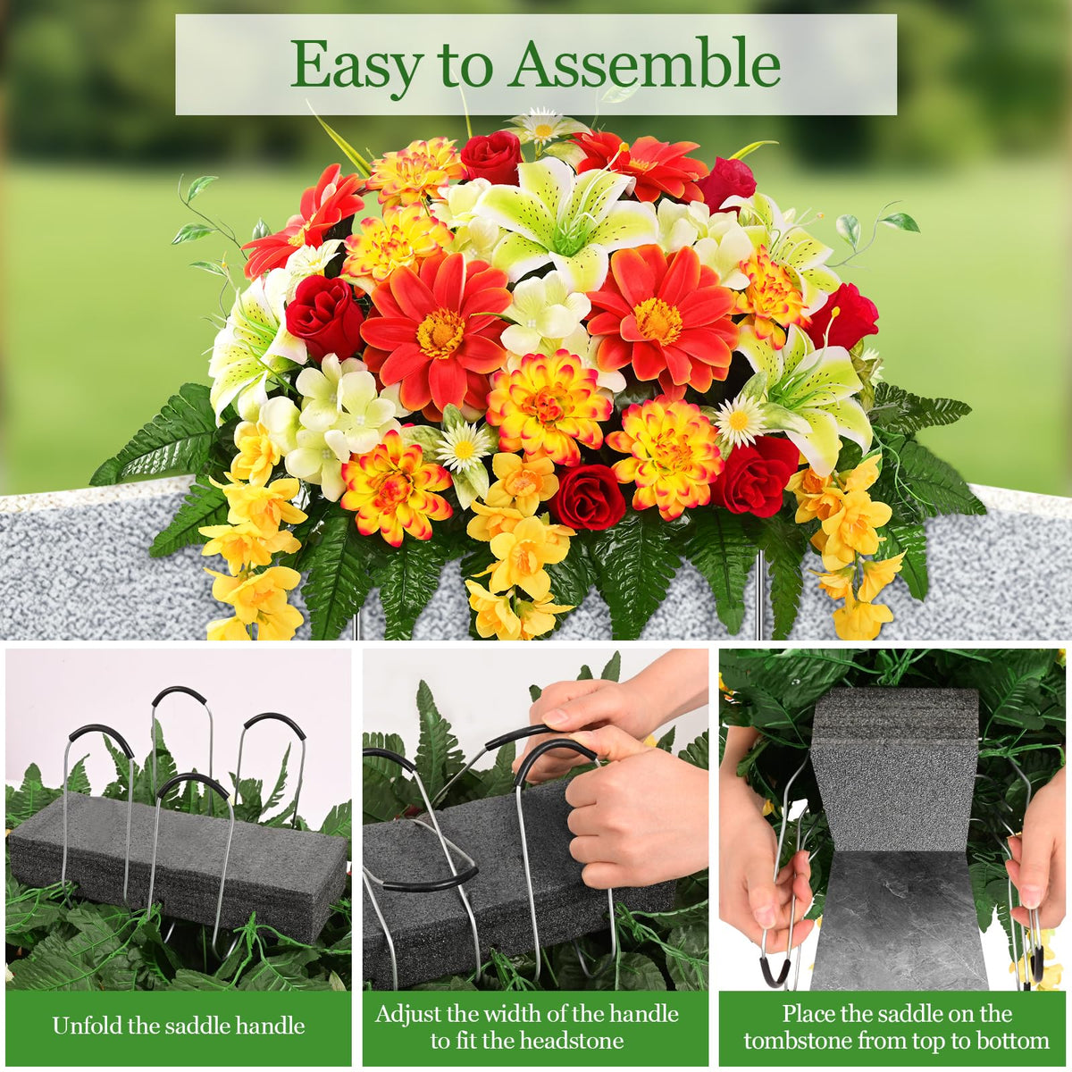 Yastouay cemetery flowers easy-to-install saddle for quick grave setup.