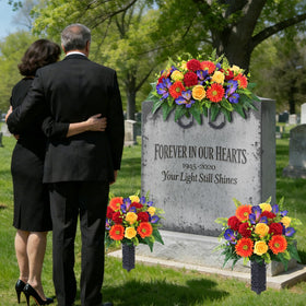 Yastouay durable silk cemetery flowers ensure year-round bright gravesite displays.