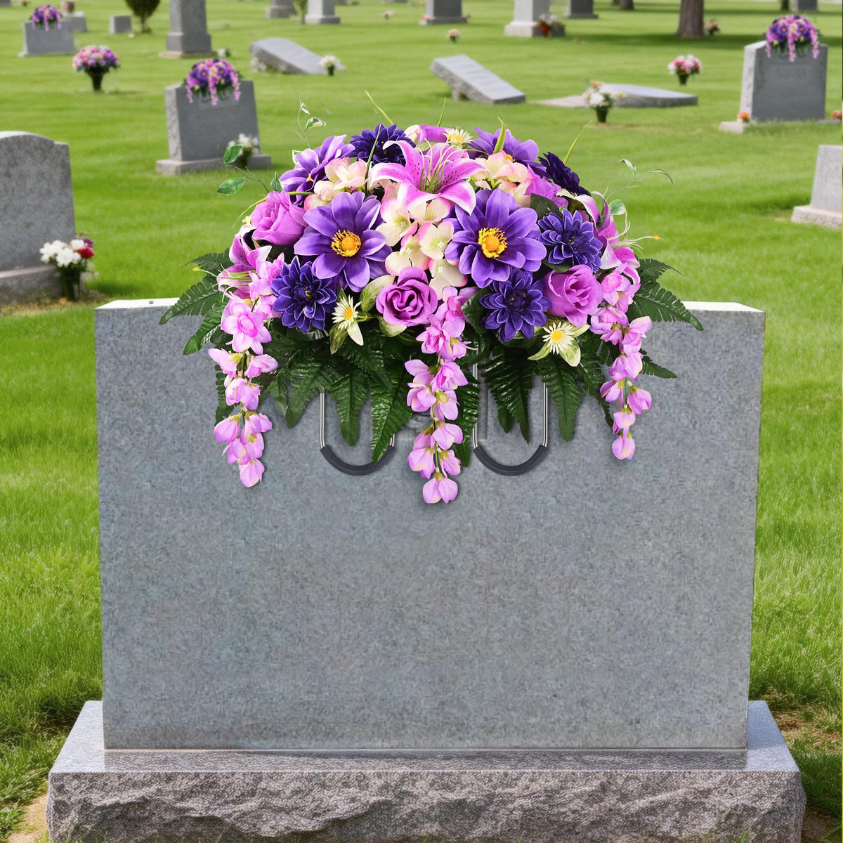 Yastouay easy-to-assemble cemetery flowers setup guide for quick grave decoration.