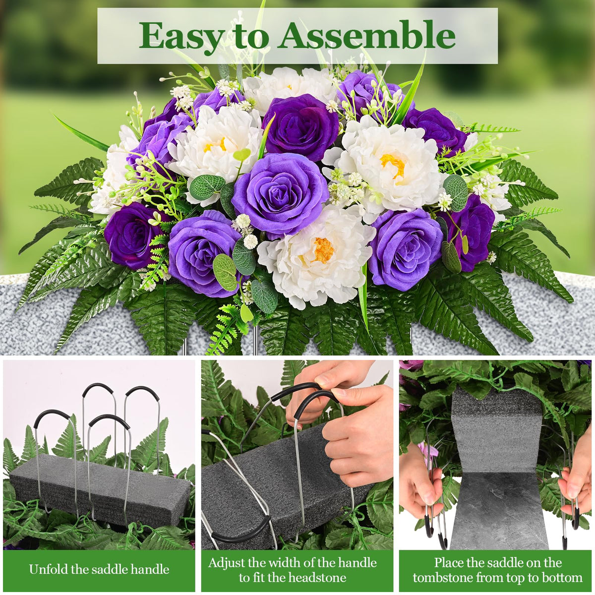 Yastouay quick-install design fits various headstone widths