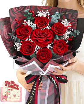 Yastouay Forever Rose Bouquet with vase ready for home display.
