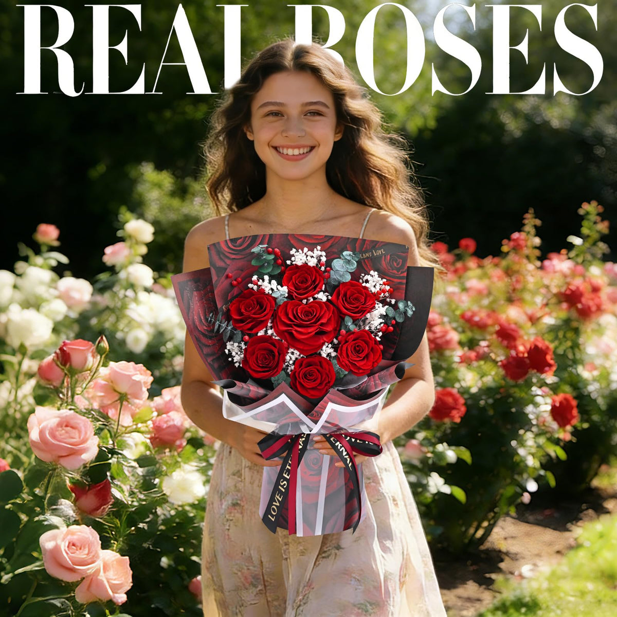 Yastouay seven-rose bouquet ideal for anniversaries and birthdays.