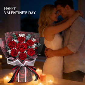Yastouay vase-ready arrangement designed for mantel or table display.
