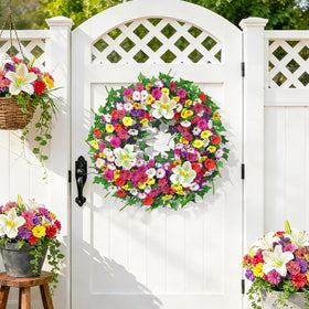 Yastouay front door wreath displayed on a wall as versatile decor.