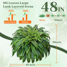 Yastouay full 48-inch faux fern for dense bushy foliage