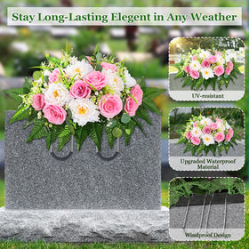 Sturdy metal frame provides durable support for cemetery displays