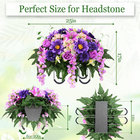 Yastouay lily-rose-sunflower arrangement creates a vibrant cemetery centerpiece.
