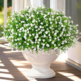 Yastouay outdoor flowers in white 14-bundle display for realistic porch decor