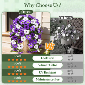 Yastouay outdoor petunias hanging display provides realistic color mix