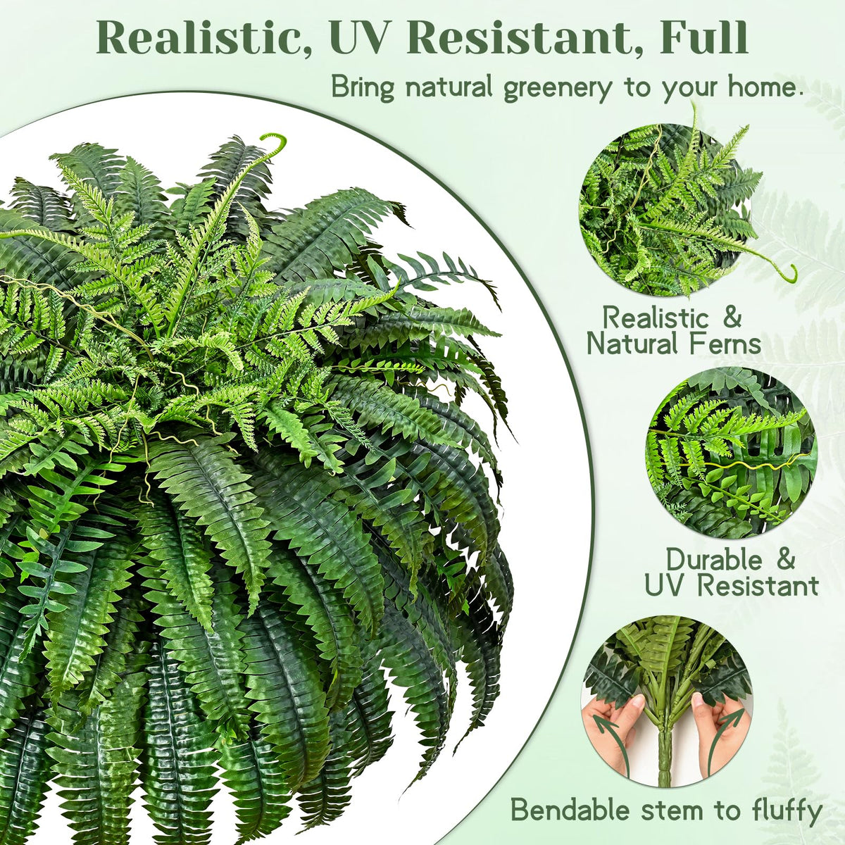 Yastouay silk and UV-resistant fern withstands sun and rain for outdoor use