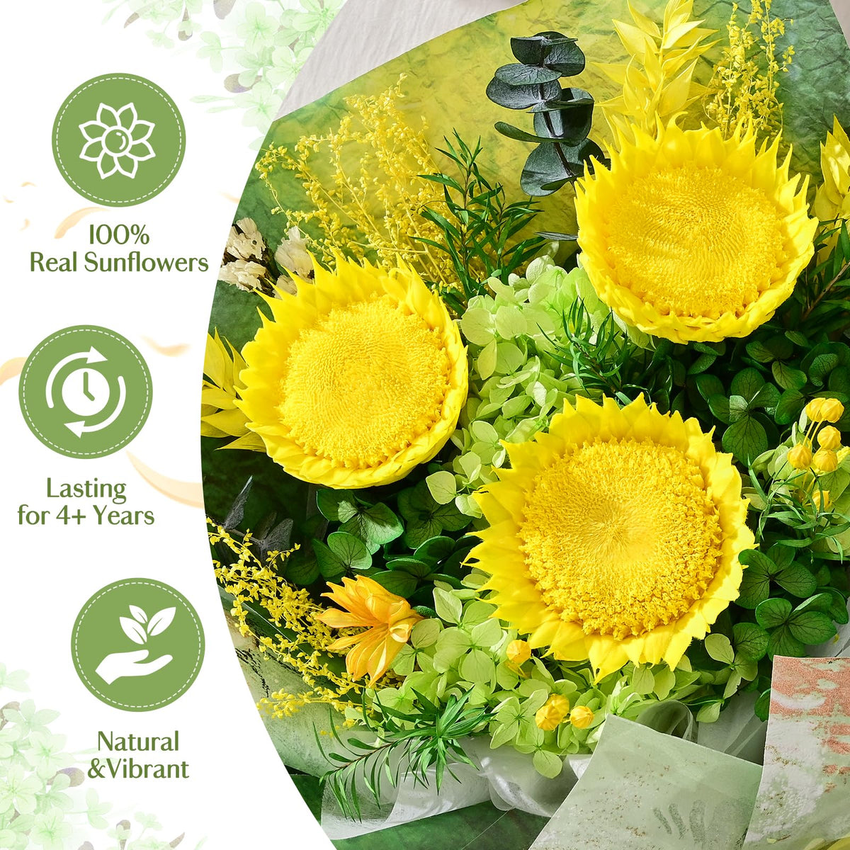 Yastouay sunflowers in premium gift box with card, ready for gifting.