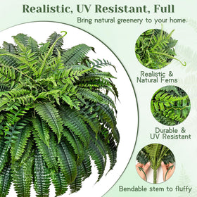 Yastouay UV-resistant outdoor fern resists sun and weathering