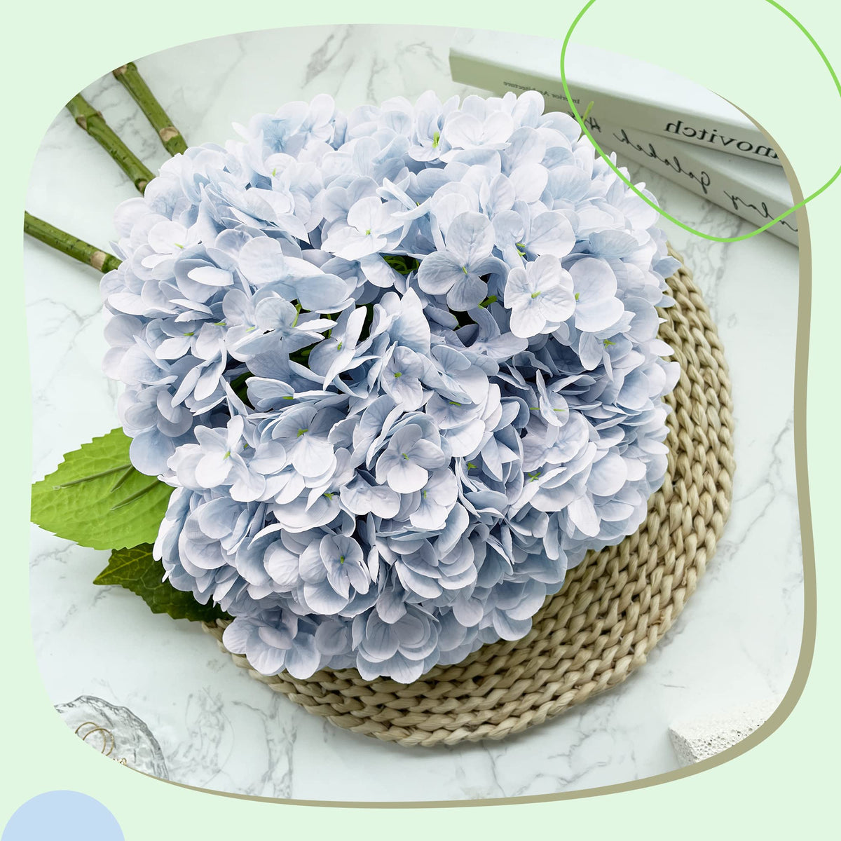 Close-up of Yatim hydrangea stems showing flexible wire and leaves