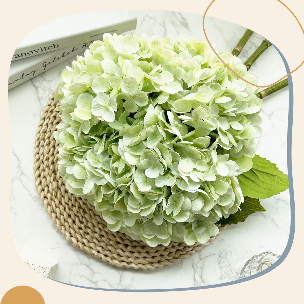 Wedding centerpiece idea featuring multiple hydrangea heads
