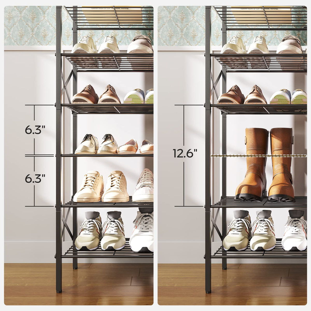 YATINEY front view displays eight shelves ready to organize shoes neatly.