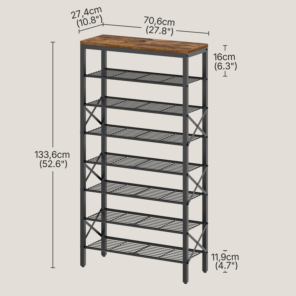 YATINEY rustic brown finish complements industrial-style décor.