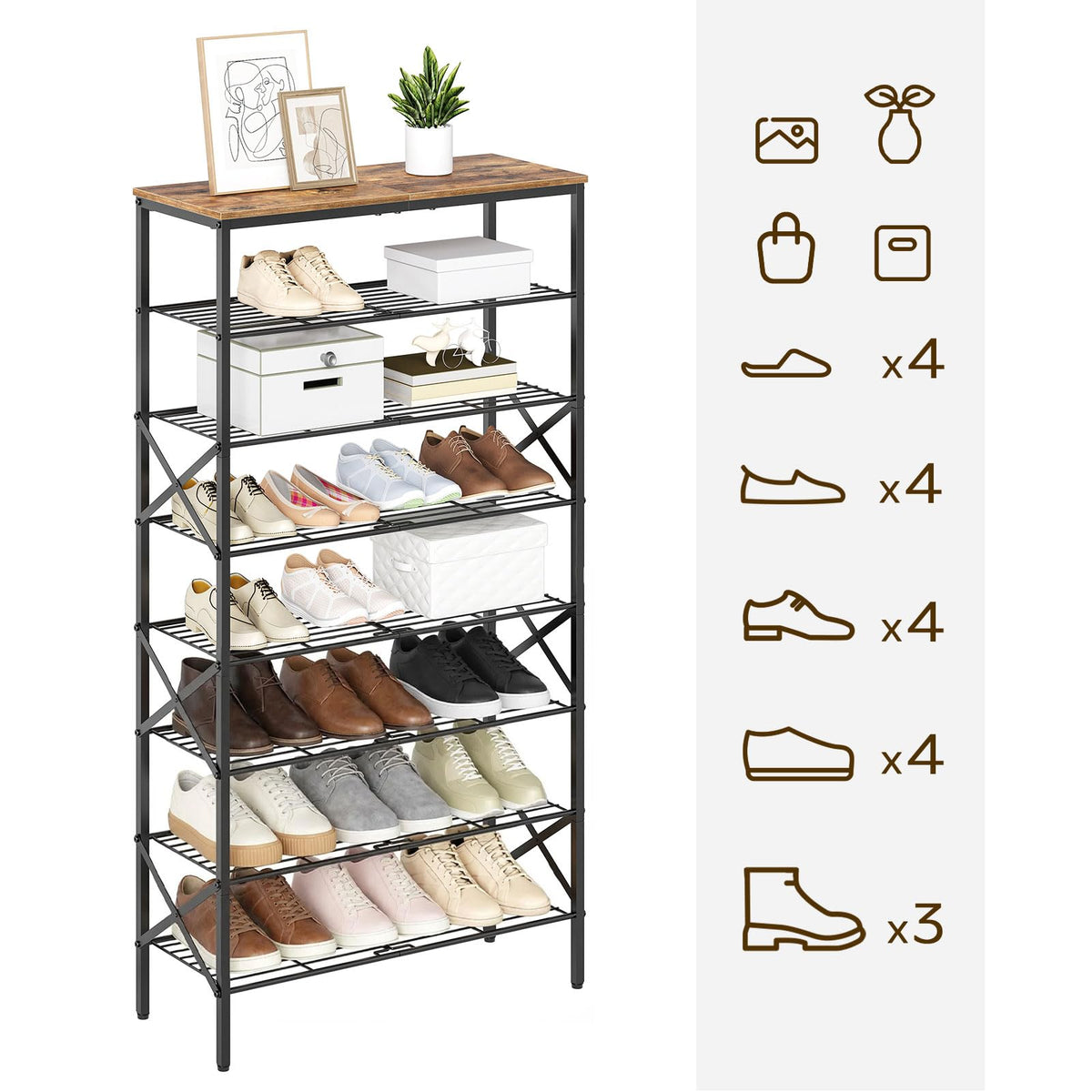 YATINEY side view highlights durable metal and particleboard frame for long-lasting use.