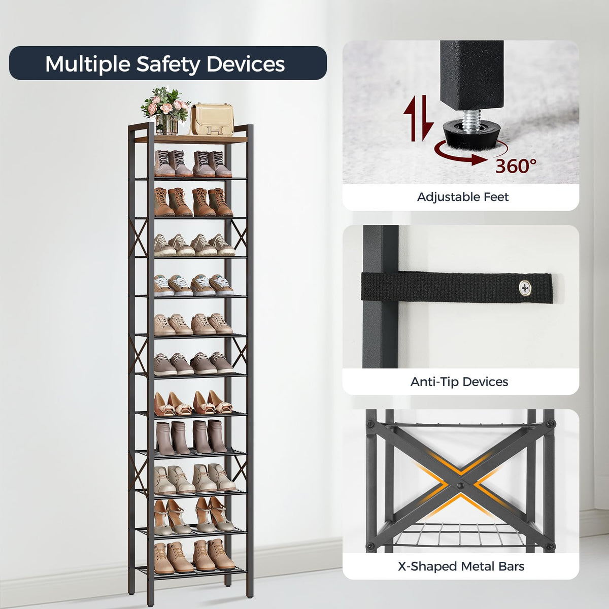 YATINEY anti-tip system prevents wobble for safer placement.