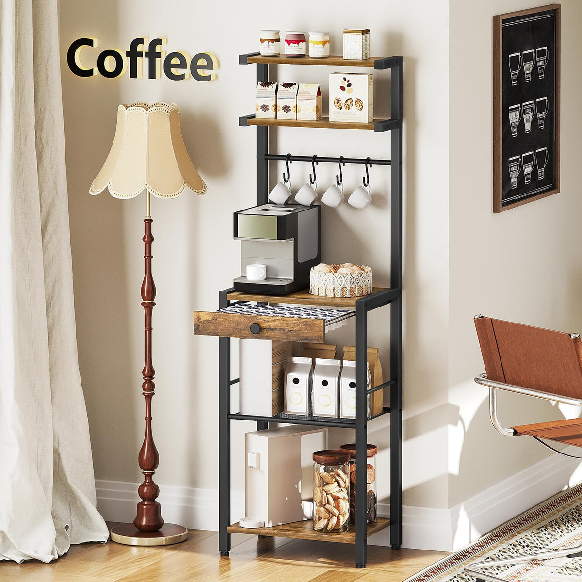 YATINEY coffee bar with pod drawer holder for quick access.
