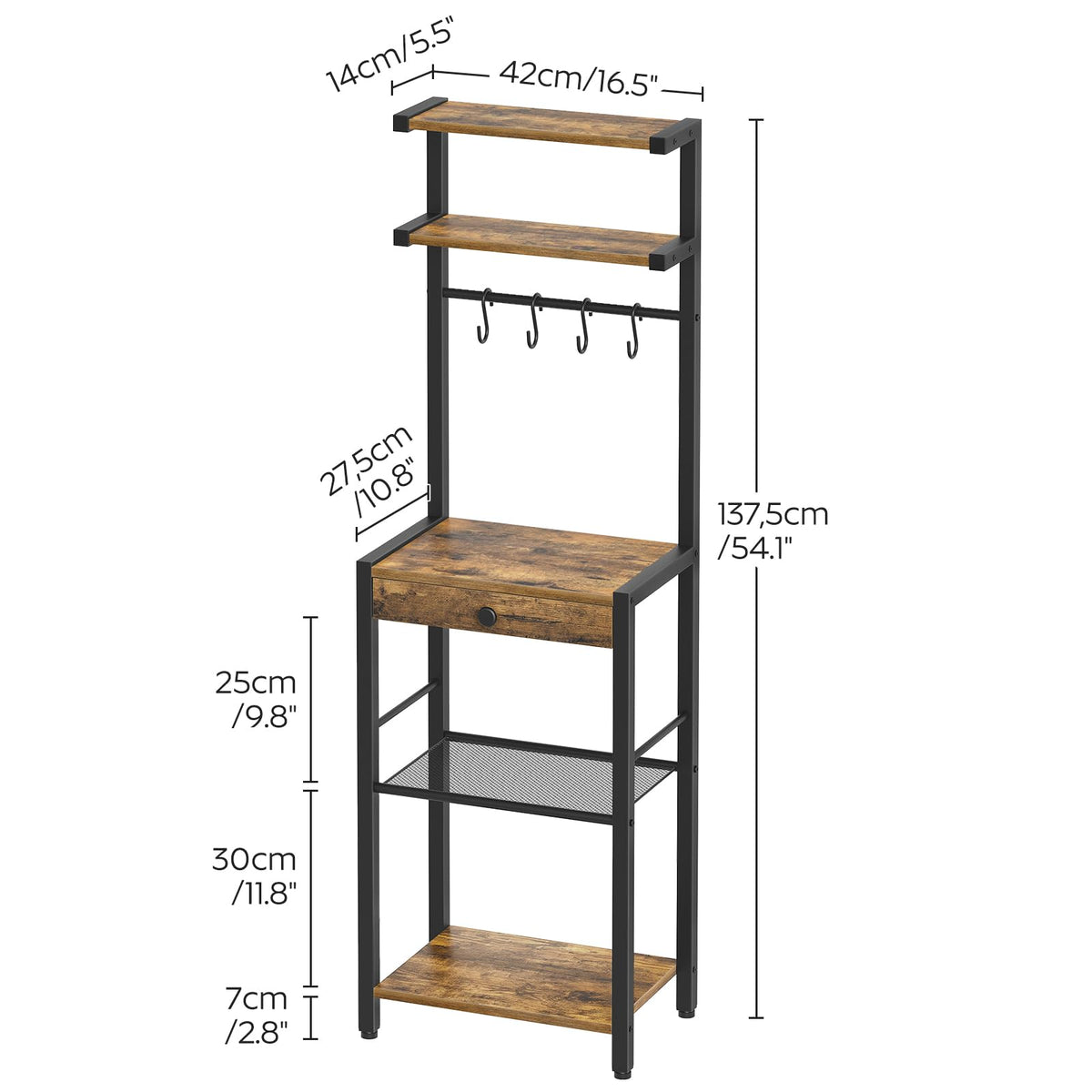 YATINEY rack with hooks for mugs and utensils.