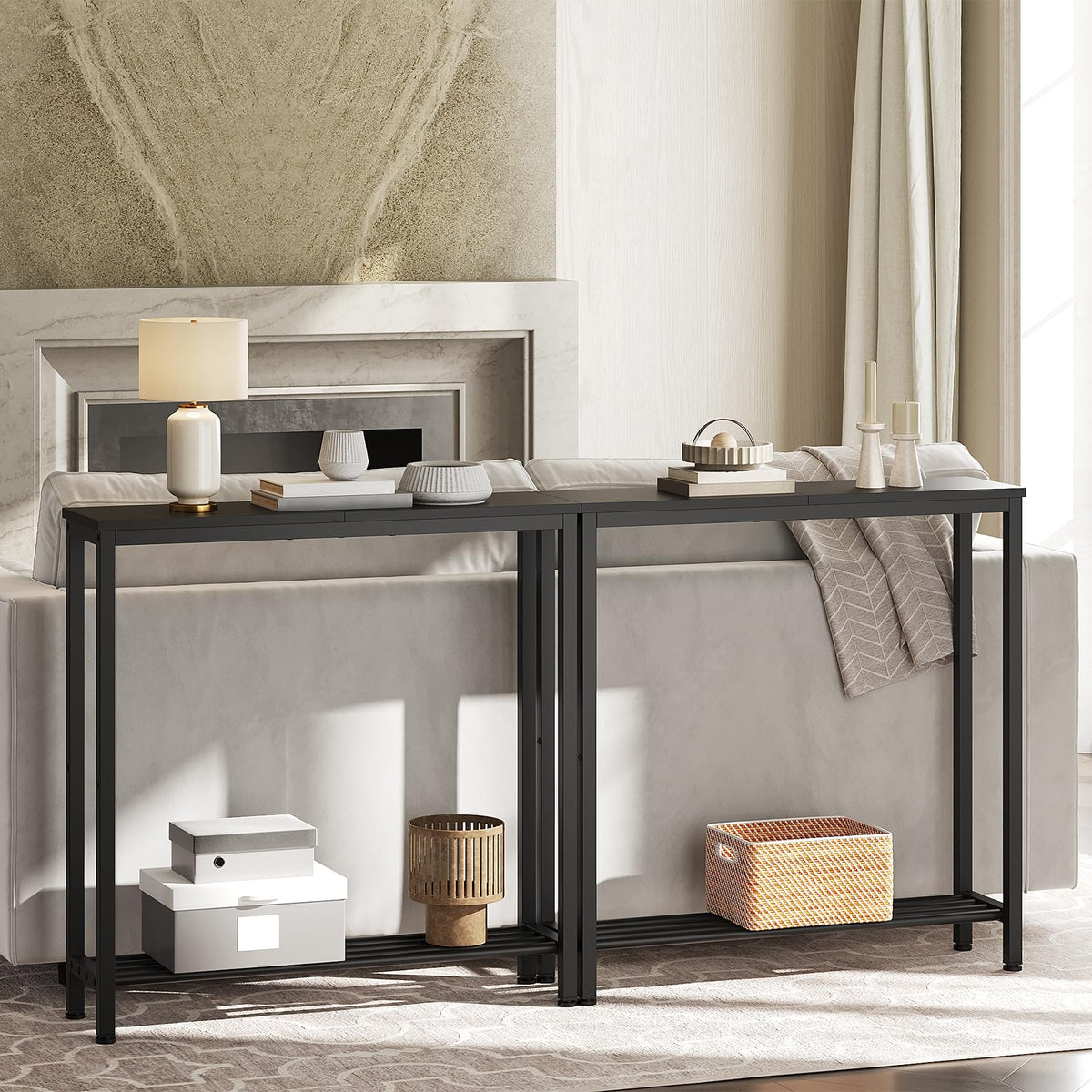 Two-tier YATINEY console table design for added storage